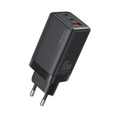 USAMS USAMS LAD. SÍŤ. 2XUSB-C+1XUSB 65W (POUZE HLAVA) GAN PD3.0 +QC3.0 RYCHLÉ NABÍJENÍ ČERNÁ/ČERNÁ SANDRU SERIES CC180TC01 (US-CC180)