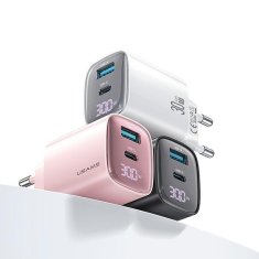 USAMS USAMS LAD. SÍŤ. CC229 30W GAN USB-C/USB-A RYCHLÉ NABÍJENÍ ŘADY XC RŮŽOVÁ/RŮŽOVÁ CC229TC03