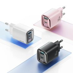 USAMS USAMS LAD. SÍŤ. CC229 30W GAN USB-C/USB-A RYCHLÉ NABÍJENÍ ŘADY XC RŮŽOVÁ/RŮŽOVÁ CC229TC03