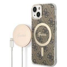 Guess GUESS SET MAGSAFE NABÍJEČKA + POUZDRO PRO IPHONE 14 6.7 HNĚDÉ 4G PRINT (GUBPP14MH4EACSW)