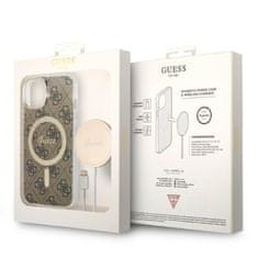 Guess GUESS SET MAGSAFE NABÍJEČKA + POUZDRO PRO IPHONE 14 6.7 HNĚDÉ 4G PRINT (GUBPP14MH4EACSW)