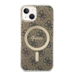 Guess GUBPP14MH4EACSW sada nabíječky MagSafe a pouzdra na iPhone 14 PLUS 6.7" brown 4G Print MagSafe