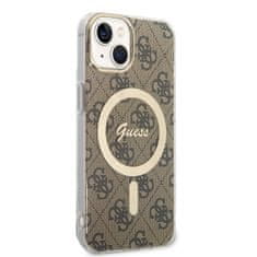 Guess GUBPP14MH4EACSW sada nabíječky MagSafe a pouzdra na iPhone 14 PLUS 6.7" brown 4G Print MagSafe