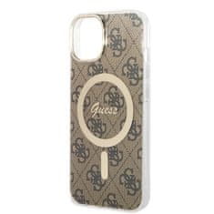 Guess GUBPP14MH4EACSW sada nabíječky MagSafe a pouzdra na iPhone 14 PLUS 6.7" brown 4G Print MagSafe