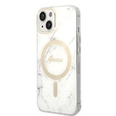 Guess GUBPP14SHMEACSH sada nabíječky MagSafe a pouzdra na iPhone 14 6.1" white Marble MagSafe