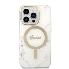 Guess GUBPP14LHMEACSH sada nabíječky MagSafe a pouzdra na iPhone 14 PRO 6.1" white Marble MagSafe