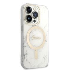 Guess GUBPP14LHMEACSH sada nabíječky MagSafe a pouzdra na iPhone 14 PRO 6.1" white Marble MagSafe