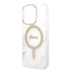 Guess GUBPP14LHMEACSH sada nabíječky MagSafe a pouzdra na iPhone 14 PRO 6.1" white Marble MagSafe