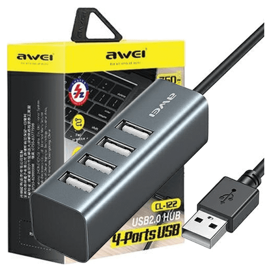 Awei AWEI HUB CL-122 4XUSB-A/USB-A ČERNÁ/ČERNÁ