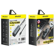 Awei AWEI HUB CL-122T 4XUSB-A/USB-C ČERNÁ/ČERNÁ