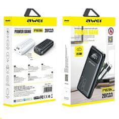 Awei AWEI POWERBANK P169K 20000MAH 22,5W ČERNÝ/ČERNÝ DISPLEJ + PD/LIGHTNING KABELY