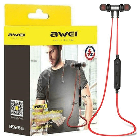 Awei AWEI BLUETOOTH SPORTOVNÍ SLUCHÁTKA B923BL ČERVENÁ/ČERVENÁ MAGNETICKÁ