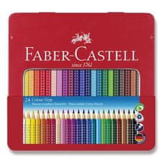 Faber-Castell Pastelky Grip 2001 plechová krabička, 24 barev