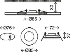 BRILONER BRILONER LED vestavné svítidlo, pr. 8,5 cm, 5 W, matný nikl IP44 BRI 7113-412