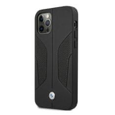 Bmw BMW BMHCP12LRSCSK POUZDRO IPHONE 12 PRO MAX 6,7" ČERNÉ/ČERNÉ PEVNÉ POUZDRO KOŽENÉ PERFOROVANÉ STRANY