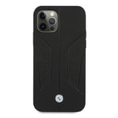 Bmw BMW BMHCP12LRSCSK POUZDRO IPHONE 12 PRO MAX 6,7" ČERNÉ/ČERNÉ PEVNÉ POUZDRO KOŽENÉ PERFOROVANÉ STRANY