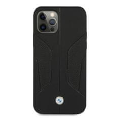 Bmw BMW BMHCP12MRSCSK POUZDRO IPHONE 12/12 PRO 6,1" ČERNÉ/ČERNÉ PEVNÉ POUZDRO KOŽENÉ PERFOROVANÉ STRANY