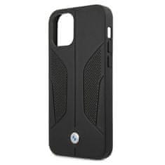 Bmw BMW BMHCP12MRSCSK POUZDRO IPHONE 12/12 PRO 6,1" ČERNÉ/ČERNÉ PEVNÉ POUZDRO KOŽENÉ PERFOROVANÉ STRANY