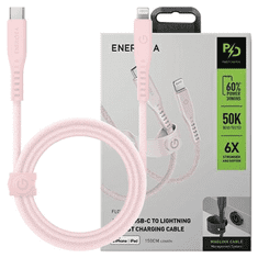 UNBRANDED ENERGEA FLOW USB-C - LIGHTNING C94 MFI KABEL 1,5M RŮŽOVÝ/RŮŽOVÝ 60W 3A PD FAST CHARGE