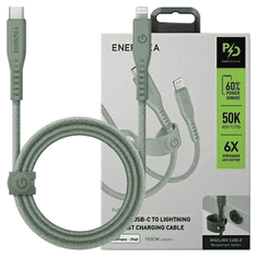 UNBRANDED ENERGEA FLOW USB-C - LIGHTNING C94 MFI KABEL 1,5M ZELENÝ/ZELENÝ 60W 3A PD FAST CHARGE