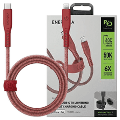 UNBRANDED ENERGEA FLOW USB-C - LIGHTNING C94 MFI KABEL 1,5M ČERVENÝ/ČERVENÝ 60W 3A PD FAST CHARGE