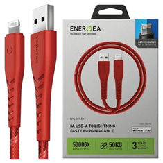 UNBRANDED USB KABEL ENERGEA NYLOFLEX - LIGHTNING CHARGE AND SYNC C89 MFI 1,5 M ČERVENÝ/ČERVENÝ