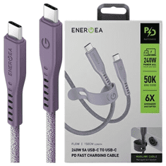 UNBRANDED ENERGEA FLOW USB-C - USB-C KABEL 1,5M FIALOVÝ/FIALOVÝ 240W 5A PD FAST CHARGE