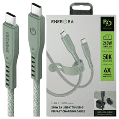 UNBRANDED ENERGEA FLOW USB-C - USB-C KABEL 1,5M ZELENÝ/ZELENÝ 240W 5A PD FAST CHARGE