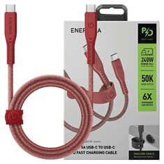 UNBRANDED ENERGEA FLOW USB-C - USB-C KABEL 1,5M ČERVENÝ/ČERVENÝ 240W 5A PD FAST CHARGE