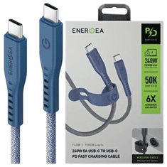 UNBRANDED ENERGEA FLOW USB-C - USB-C KABEL 1,5M MODRÝ/MODRÝ 240W 5A PD FAST CHARGE