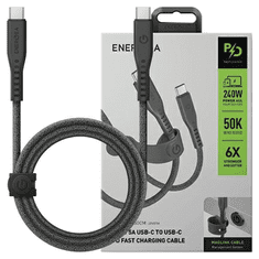 UNBRANDED ENERGEA FLOW USB-C - USB-C KABEL 1,5M ČERNÁ/ČERNÁ 240W 5A PD FAST CHARGE