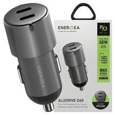 UNBRANDED NABÍJENÍ ENERGEA. SÁM. 2XUSB-C PD-PPS 66W OCEL/ČERVENÝ BRONZ ALU DRIVE D60