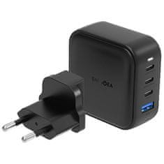 UNBRANDED NABÍJENÍ ENERGEA. SÍŤ. 1XUSB+3XUSB-C PD-PPS-QC 3.0 100W 3C1A ČERNÁ/ČERNÁ US+EU TRAVELITE GAN100