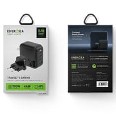 UNBRANDED NABÍJENÍ ENERGEA. SÍŤ. 1XUSB+3XUSB-C PD-PPS-QC 3.0 100W 3C1A ČERNÁ/ČERNÁ US+EU TRAVELITE GAN100