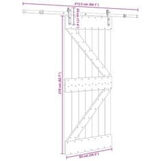 Vidaxl Posuvné dveře s kováním 85 x 210 cm masivní borové dřevo