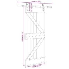 Vidaxl Posuvné dveře s kováním 85 x 210 cm masivní borové dřevo