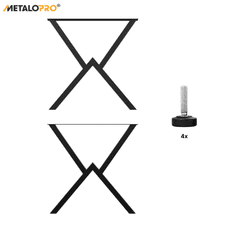 MetaloPro Stolové Nohy Breda ve stylu X – Práškovaná Ocel, Moderní Industriální Minimalistický Design