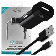 Puro SAMOSTATNÁ NABÍJEČKA PURO. 1XUSB 1A S MICROUSB KABELEM ČERNÁ/ČERNÁ MCHUSBMICROCBLK