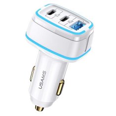 USAMS USAMS LAD. SÁM. 2XUSB-C+1XUSB C24 105W FAST CHARGE BÍLÁ/BÍLÁ CC141TC02 (US-CC141)