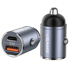 USAMS USAMS LAD. SÁM. 1XUSB+1XUSB-C C38 30W PD FAST CHARGE S VESTAVĚNÝM KROUŽKEM FIALOVÁ/FIALOVÁ CC206CC02 (US-CC206)