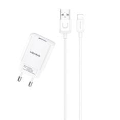 UNBRANDED USAMS LAD. SÍŤ. 1XUSB T21 LIGHTNING WHITE/WHITE 2.1A FAST CHARGING T21OCLN01