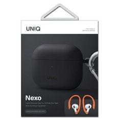 UNIQ UNIQ POUZDRO PRO NEXO AIRPODS 3 GEN + EAR HOOKS SILIKONOVĚ ŠEDÁ/ŠEDÁ