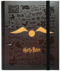 CurePink Kroužkový pořadač Premium Harry Potter: Zlatonka (28 x 32 x 4 cm)