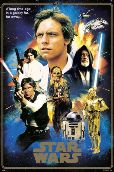 CurePink Plakát Star Wars|Hvězdné války: Heroes 40th Anniversary (61 x 91,5 cm) 150 g