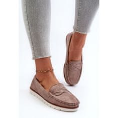 Dámské mokasíny Eco Suede Dark Beige velikost 40