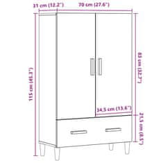 Vidaxl Highboard old wood 70 x 31 x 115 cm kompozitní dřevo