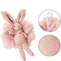 Flamenco Mystique Silikonová houbová koule na mokré mytí těla BUNNY XL 15cm s volánky GB10R