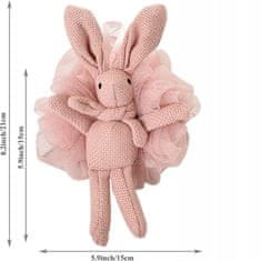 Flamenco Mystique Silikonová houbová koule na mokré mytí těla BUNNY XL 15cm s volánky GB10R