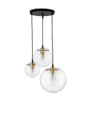 Nova Luce NOVA LUCE závěsné svítidlo MIRALE čiré sklo a zlatý kov černý PVC kabel E27 3x12W 230V IP20 bez žárovky 9416933