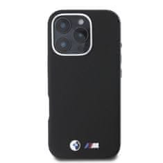 Bmw Zadní kryt M PU Kevlar Metal Logo pro iPhone 16 Pro Black